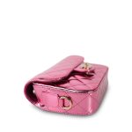 24C Shiny Pink Calfskin Quilted Flap Bag & Coin Purse - Image 9