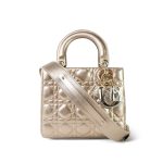 Champagne Metallic Lady Dior Calfskin Medium - Image 14