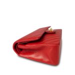 Red Chevron Lambskin Quilted Classic Flap Medium Gold Hardware - Image 4
