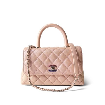 21K Iridescent Pink Caviar Quilted Small Coco Handle