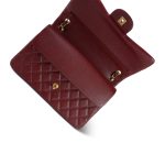 18C Dark Red Glittery Caviar Quilted Jumbo Classic Flap Aged Gold Hardware - Image 11