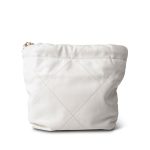 White Calfskin Quilted Mini 22 Bag Antique Gold Hardware - Image 4