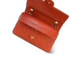Orange Lambskin Quilted Medium Classic Flap Gold Hardware - Image 13