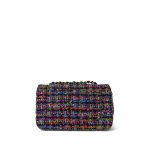 24S Multicolor Sequin Tweed Quilted Rectangular Mini Flap Light Gold Hardware - Image 7