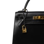 Kelly Sellier 28 Black Box Calfskin Gold Plated (U) Stamp - Image 3