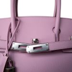 Birkin 30 Mauve Sylvestre Veau Epsom Palladium Plated Z Stamp - Image 14