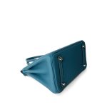 Birkin 25 Blue Jean Togo Palladium Plated B Stamp - Image 15
