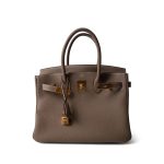 Birkin 30 Etoupe Veau Togo Gold Plated B Stamp - Image 8