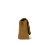 Dark Beige Linen Quilted Diana Flap Medium Gold Hardware - Image 9