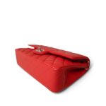 Red Lambskin Quilted Classic Flap Medium Silver Hardware - Image 6