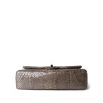 Grey Metallic Python Medium Classic Double Flap - Image 12