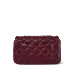 Burgundy Lambskin Quilted Extra Mini Rectangular Flap Light Gold Hardware - Image 13