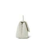 20K White Iridescent Caviar Quilted Coco Handle Medium Light Gold Hardware - Image 6