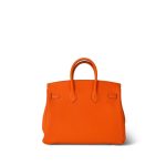 Birkin 25 Orange Minium Togo Palladium Plated B Stamp - Image 7
