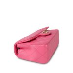 Pink Lambskin Quilted Mini Rectangular Flap Light Gold Hardware - Image 12