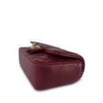 Burgundy Lambskin Quilted Extra Mini Rectangular Flap Light Gold Hardware - Image 9