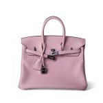 Birkin 25 Rose Sakura Swift Palladium Plated X Stamp - Image 12
