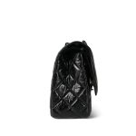 So Black Shiny Crumpled Calfskin Quilted Jumbo Classic Flap - Image 5