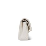 21B White Caviar Quilted Classic Flap Small Light Gold Hardware - Image 4