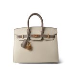 Birkin 25 Bi-Color Horseshoe (HSS) Craie/Etoupe Epsom Gold Plated Z Stamp