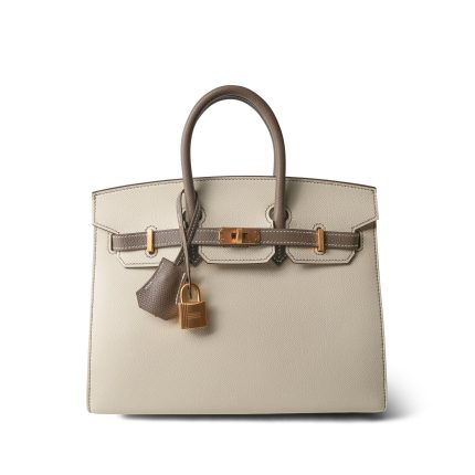 Birkin 25 Bi-Color Horseshoe (HSS) Craie/Etoupe Epsom Gold Plated Z Stamp