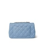 Light Blue Lambskin Quilted Mini Rectangular Flap LGHW - Image 4