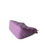 22S Purple Lambskin Quilted Pick Me Up Hobo Bag Logo Chain Aged Gold Hardware - Image 13