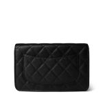 Black Caviar Quilted Classic Wallet on Chain (WOC) Silver Hardware - Image 5