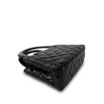 Black Shiny Aged Calfskin Quilted Nano Kelly Shopper Aged Gold Hardware - Image 11
