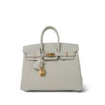 Birkin 25 Gris Perle Togo Gold Plated B Stamp