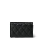 21K Black Caviar Quilted Classic Flap Key Holder Silver Hardware - Image 3