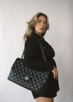Black Caviar Quilted XXL Jumbo Single Flap Light Gold Hardware - Image 13