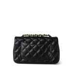 22P Black Lambskin Quilted Mini Rectangular Flap Light Gold Hardware - Image 3