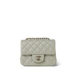 22C Grey Lambskin Quilted Mini Square Flap Light Gold Hardware