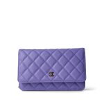 20S Purple Caviar Quilted Wallet on Chain WOC LGHW