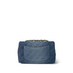 24S Blue Denim Quilted Mini Rectangular Flap Aged Gold Hardware - Image 3