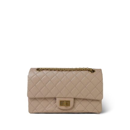 18A Beige Crumpled Calfskin Quilted Reissue 2.55 225 Aged Gold Hardware