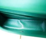 Green Lambskin Quilted Mini Top Handle Aged Gold Hardware - Image 13