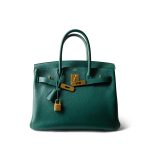 Birkin 30 Malachite Togo Gold Plated T Stamp - Image 6