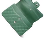 19B Dark Green Lambskin Quilted Classic Flap SHW - Image 11