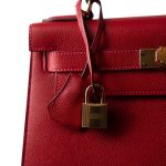 Kelly Sellier 28 Rouge Casaque Epsom Gold Plated C Stamp - Image 3