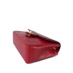 Red Lambskin Quilted Black Trim Mini Square Flap Gold Hardware - Image 6