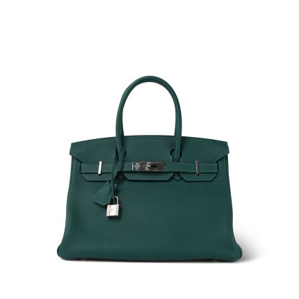 Birkin 30 Malachite Togo Palladium Plated D Stamp