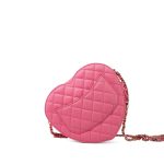 22S Pink Lambskin Quilted Large Heart Bag Light Gold Hardware - Image 6