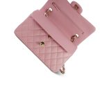 22C Sakura Pink Caviar Quilted Classic Flap Small LGHW - Image 16