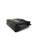23S Shiny Black Calfskin Quilted Mini 22 Pearl Strap Bag Aged Gold Hardware - Image 7