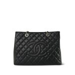 Black Caviar Quilted Grand Shopping Tote (GST) Silver Hardware