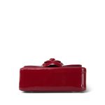 23K Red Patent Camellia Single Flap Bag Silver Hardware - Image 8