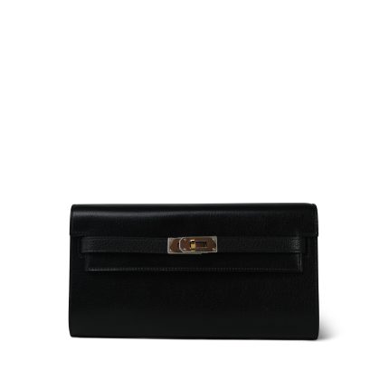 Kelly Wallet To Go Black Chamkila Electrum Plated W Stamp