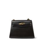 Mini Kelly 20 Dark Brown Box Calfskin Gold Plated O Circle Stamp